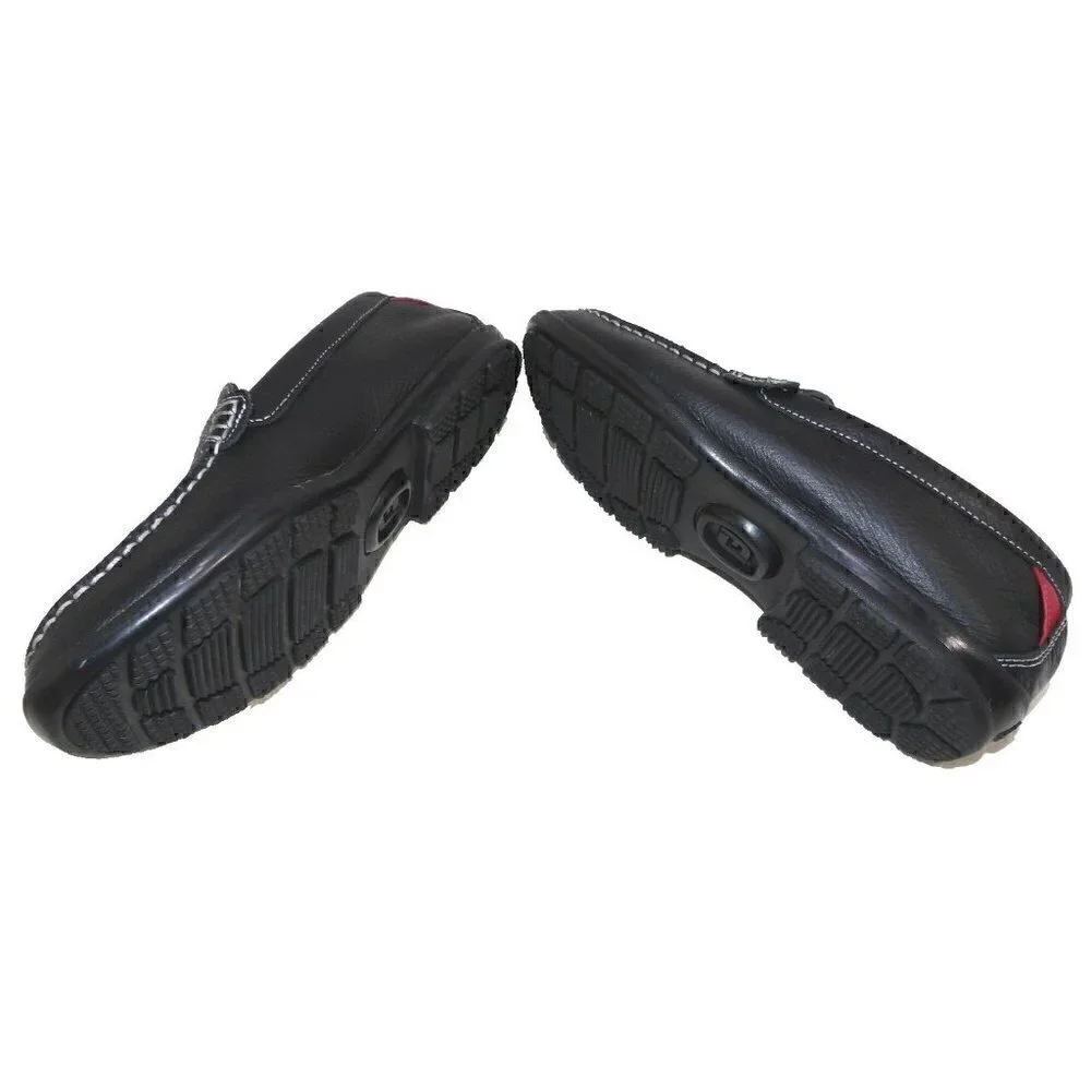 FOOTJOY black leather loafers, moccasins with red accents men's size 7 M